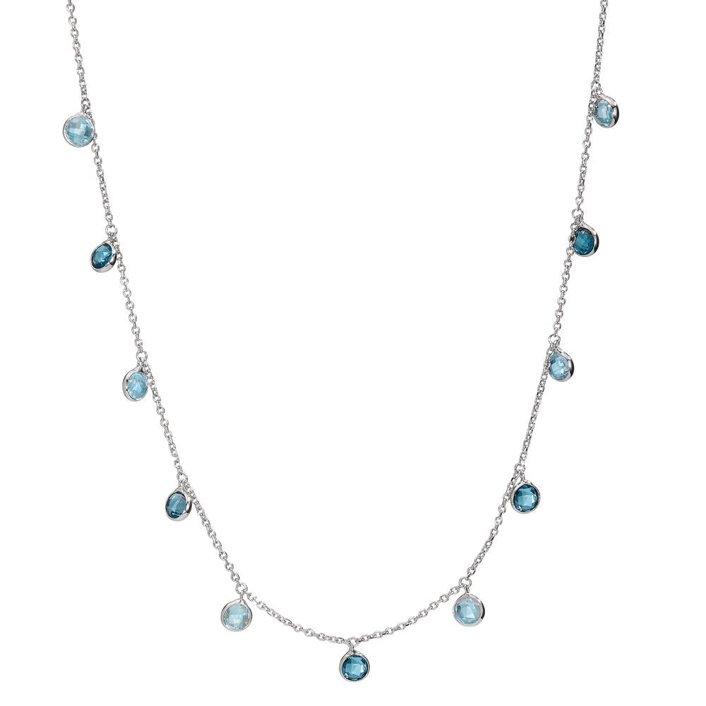 Collier 585/14 K Weissgold Topas blau, 11 Steine verstellbar