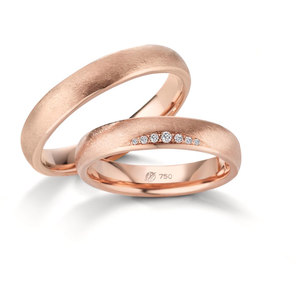 Partnerring 750/18 K Rosegold Diamant 0.032 ct, 7 Steine, w-si