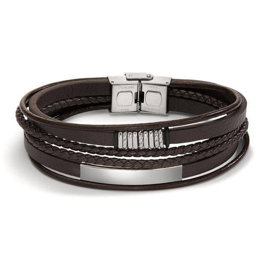 Bracelet Acier inoxydable, Cuir 21.5 cm