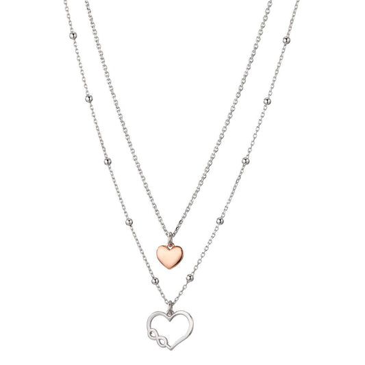 Collier Argent rosé Bicolore Coeur 40-44 cm