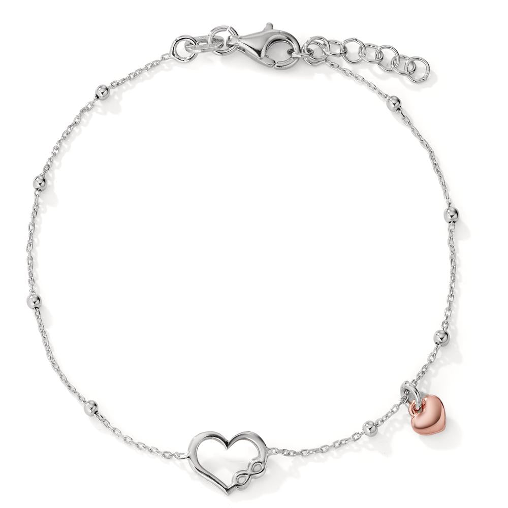 Bracelet Argent rosé Bicolore Coeur 17-19 cm