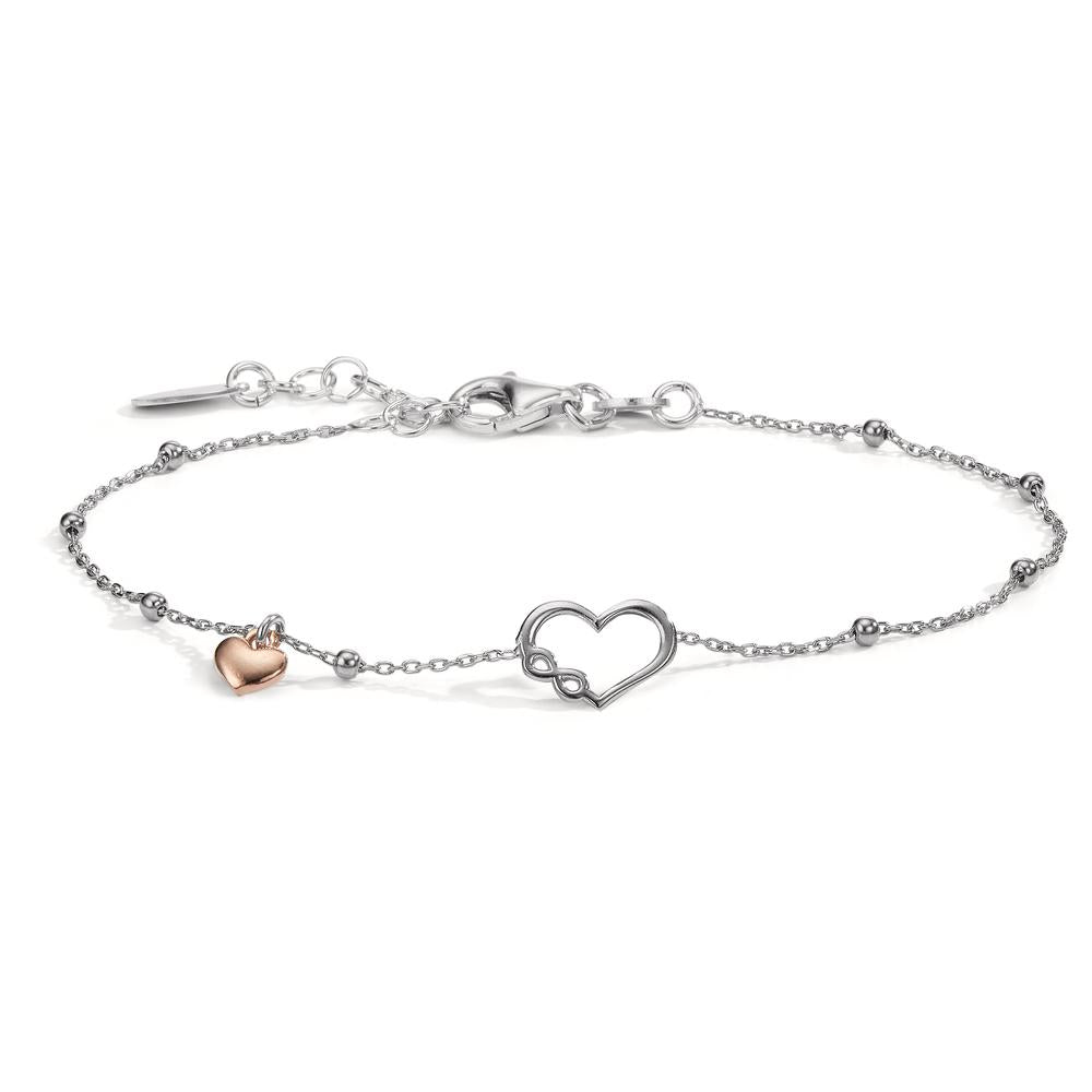 Bracciale Argento rosa bicolore Cuore 17-19 cm