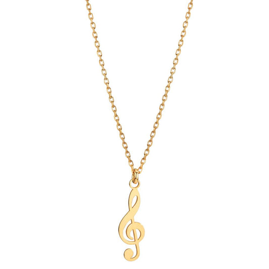 Collier Argent jaune Plaqué or Clef musicale 38-42 cm