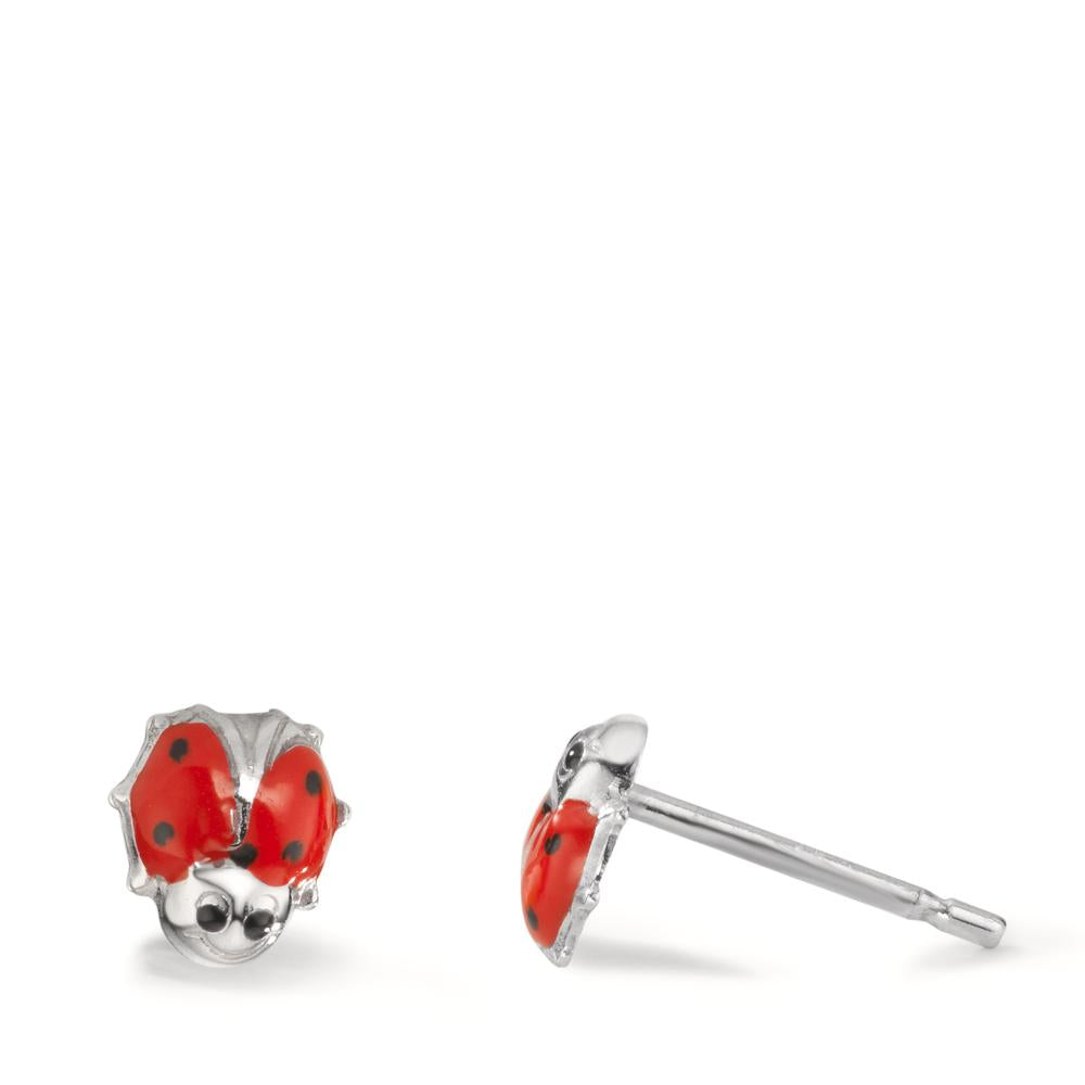 Clous d'oreilles Argent Rhodié Coccinelle Ø6 mm