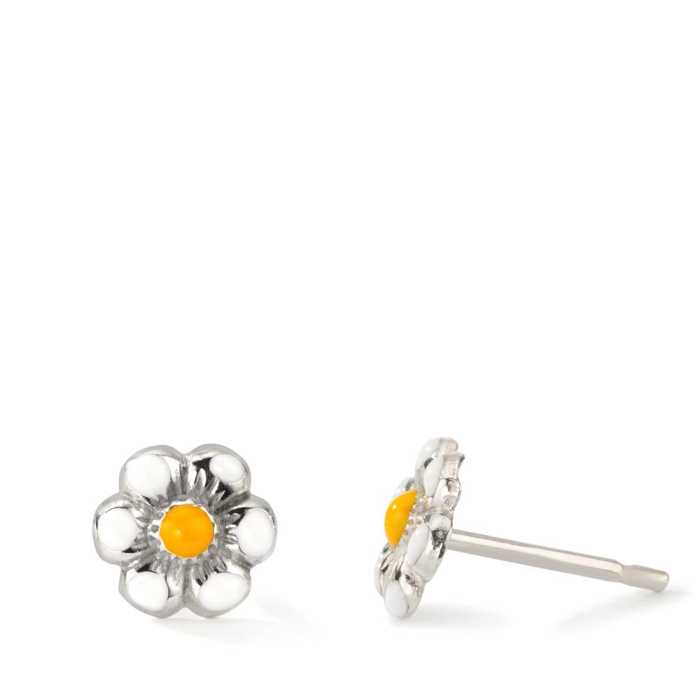 Clous d'oreilles Argent Rhodié Fleur