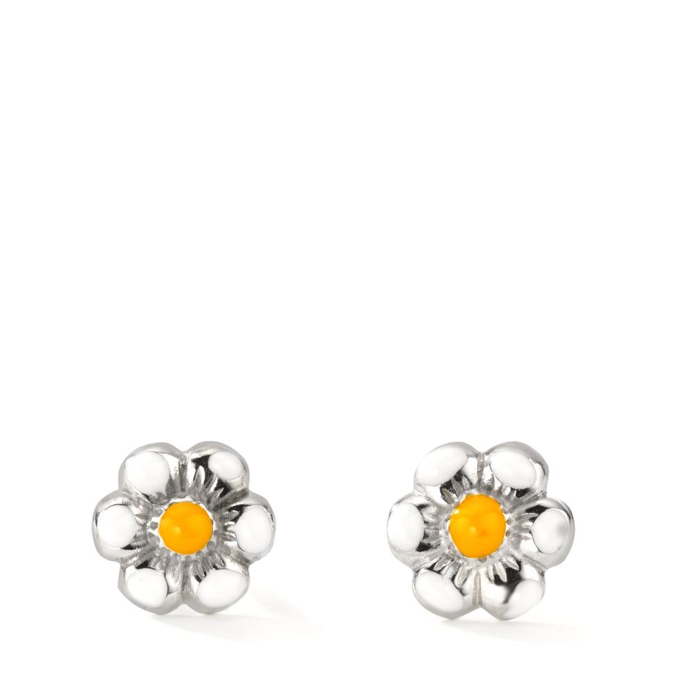 Clous d'oreilles Argent Rhodié Fleur