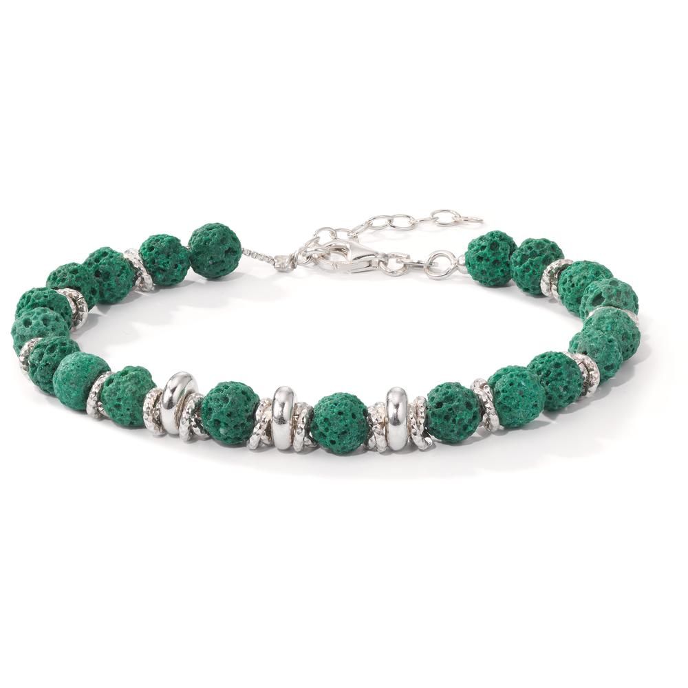 Bracciale Argento Lava verde rodiato 18.5-21.5 cm Ø6.5 mm