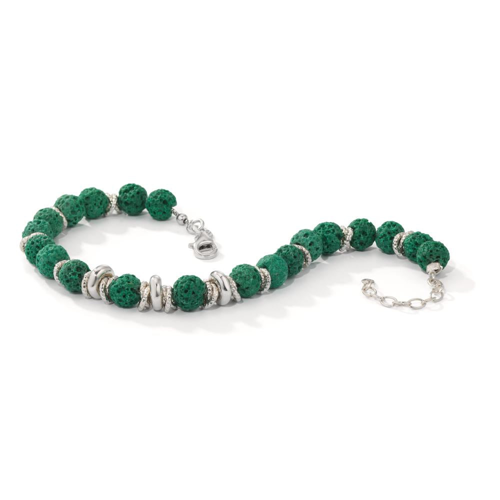 Bracciale Argento Lava verde rodiato 18.5-21.5 cm Ø6.5 mm