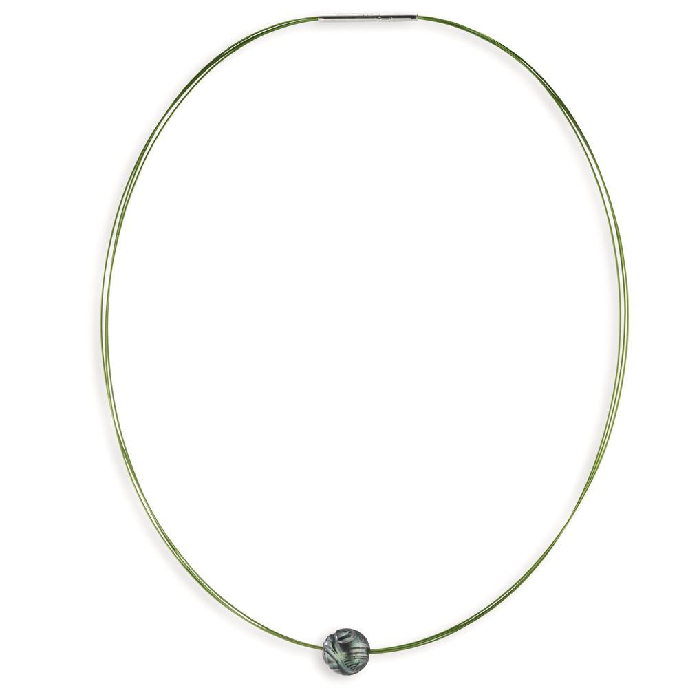 Collana Acciaio inossidabile verde rivestimento IP Perla di Tahiti 42 cm