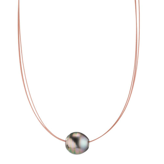 Collier Acier inoxydable PVD perle de Tahiti 42 cm