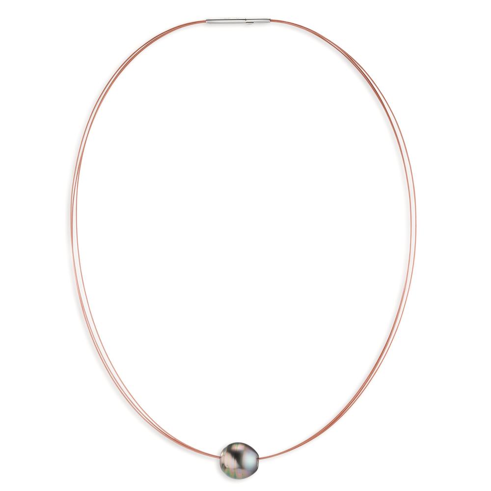 Collier Acier inoxydable PVD perle de Tahiti 42 cm