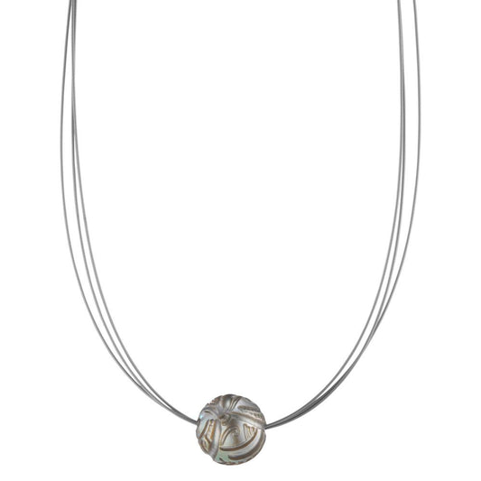 Collana Acciaio inossidabile grigio rivestimento IP Perla di Tahiti 42 cm