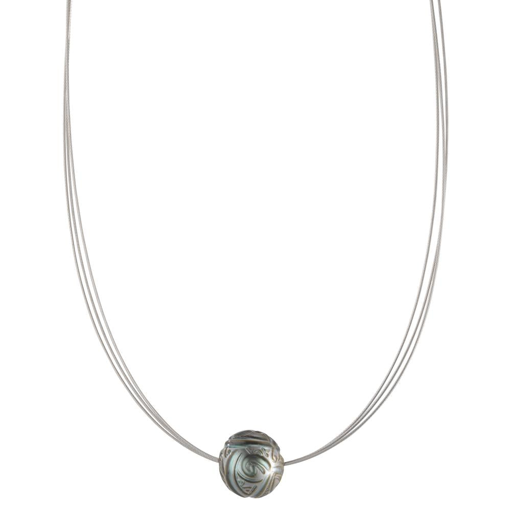 Collier Acier inoxydable perle de Tahiti 42 cm