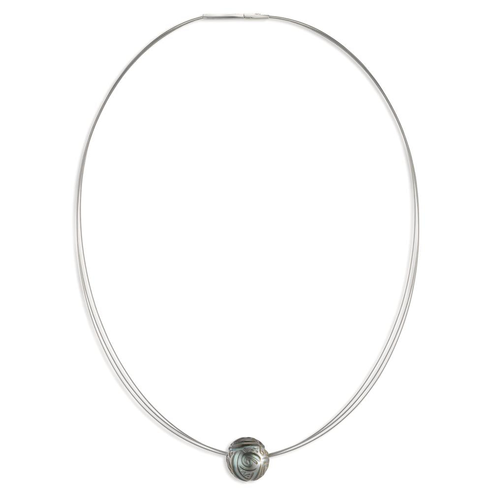 Collier Acier inoxydable perle de Tahiti 42 cm