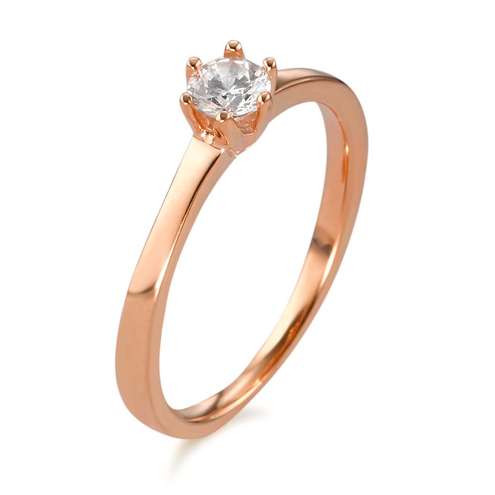 Bague solitaire Or rose 9K Zircone