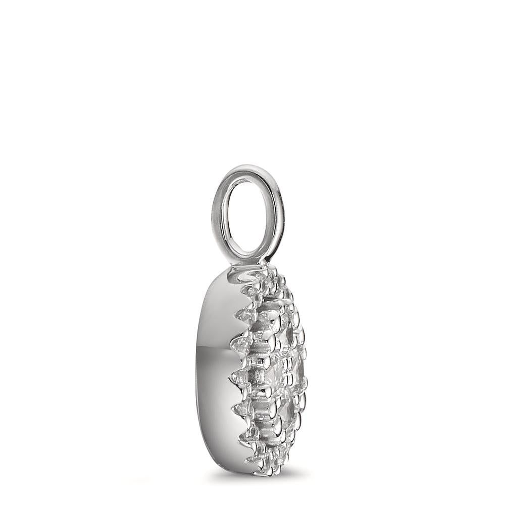 Pendentif Or blanc 9K Zircone 24 Pierres Ø9 mm