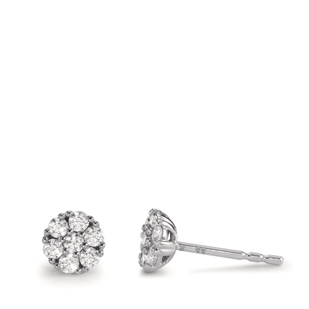 Clous d'oreilles Or blanc 9K Zircone 14 Pierres Ø5.5 mm