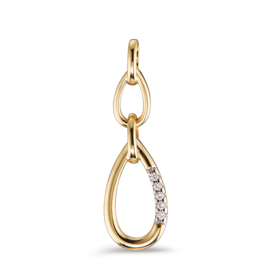 Pendentif Or jaune 9K Diamant 0.025 ct, 5 Pierres, w-si Bicolore