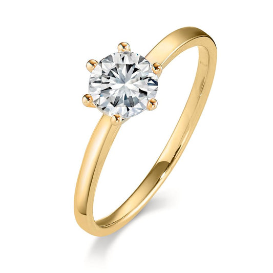 Bague solitaire Or jaune 9K Zircone 6 mm