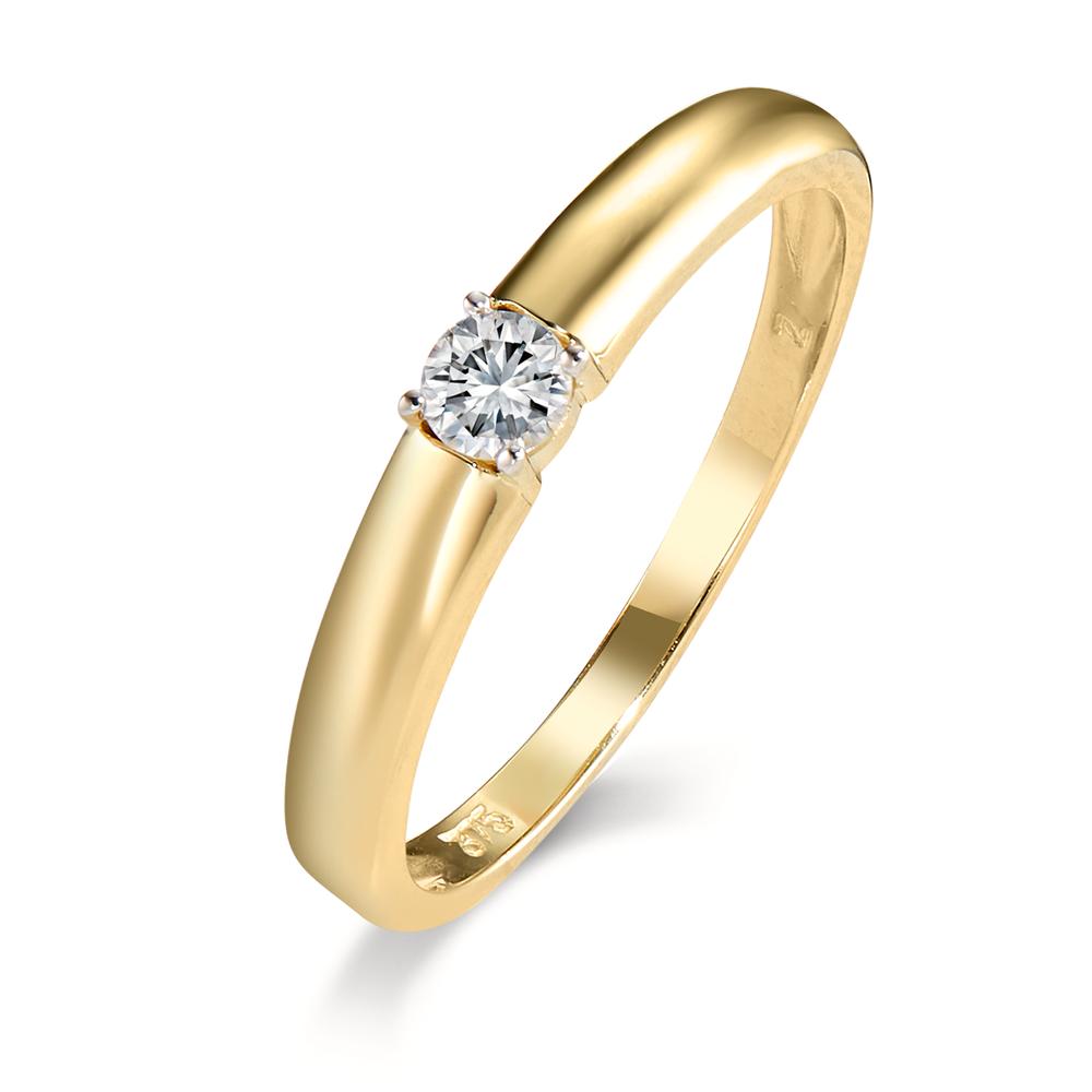 Solitär Ring 375/9 K Gelbgold Zirkonia