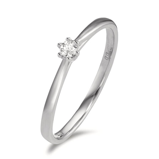 Solitär Ring 750/18 K Weissgold Diamant 0.05 ct, w-si