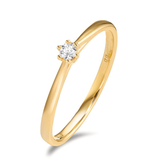 Bague solitaire Or jaune 18K Diamant 0.05 ct, w-si