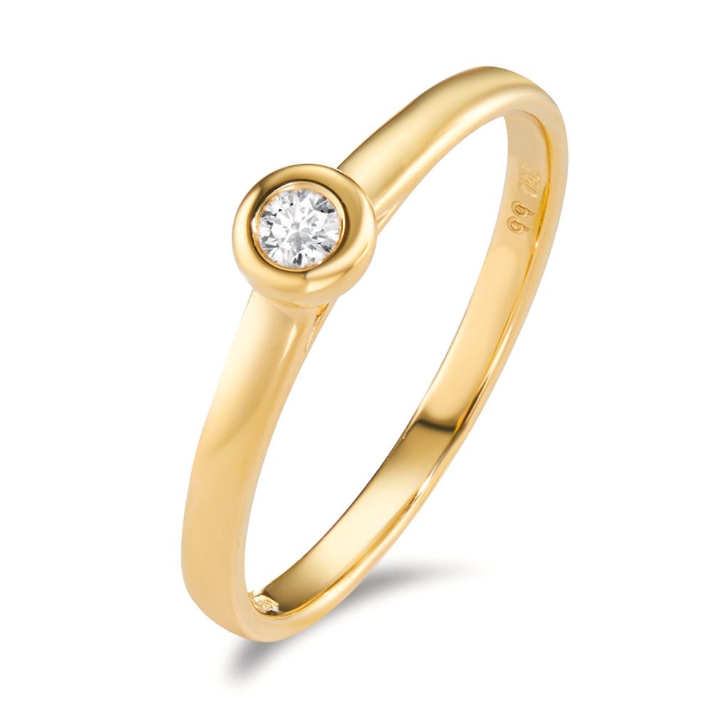 Bague solitaire Or jaune 18K Diamant 0.07 ct, w-si