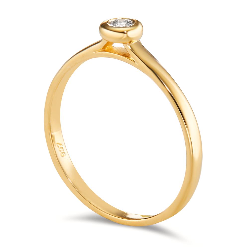 Bague solitaire Or jaune 18K Diamant 0.07 ct, w-si