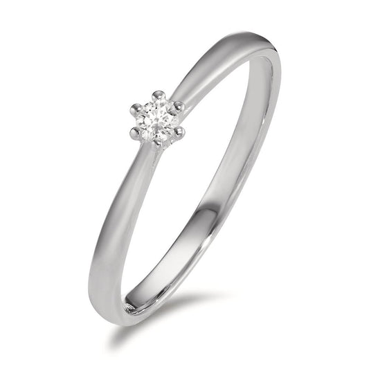 Bague solitaire Or blanc 18K Diamant 0.075 ct, w-si