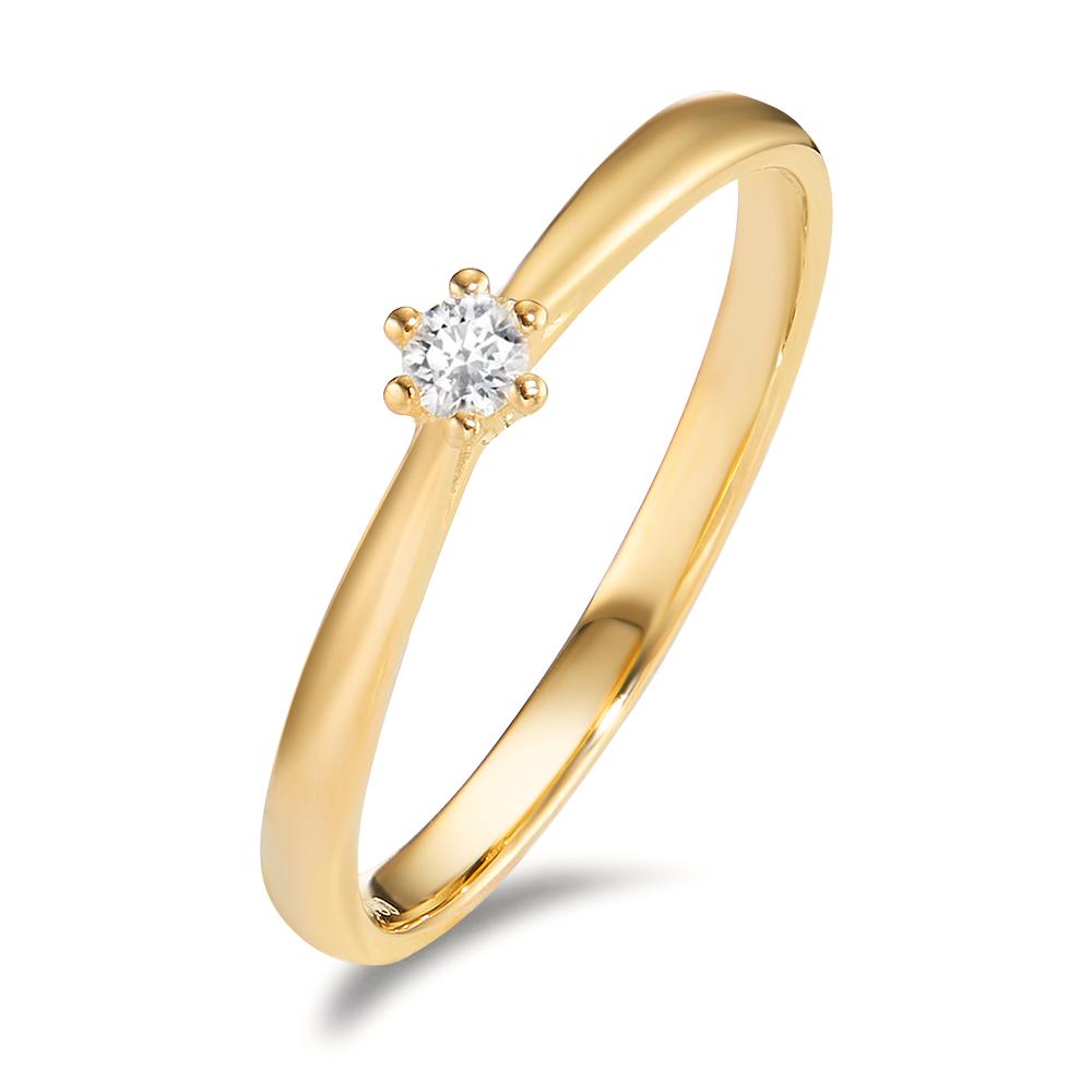 Bague solitaire Or jaune 18K Diamant 0.075 ct, w-si