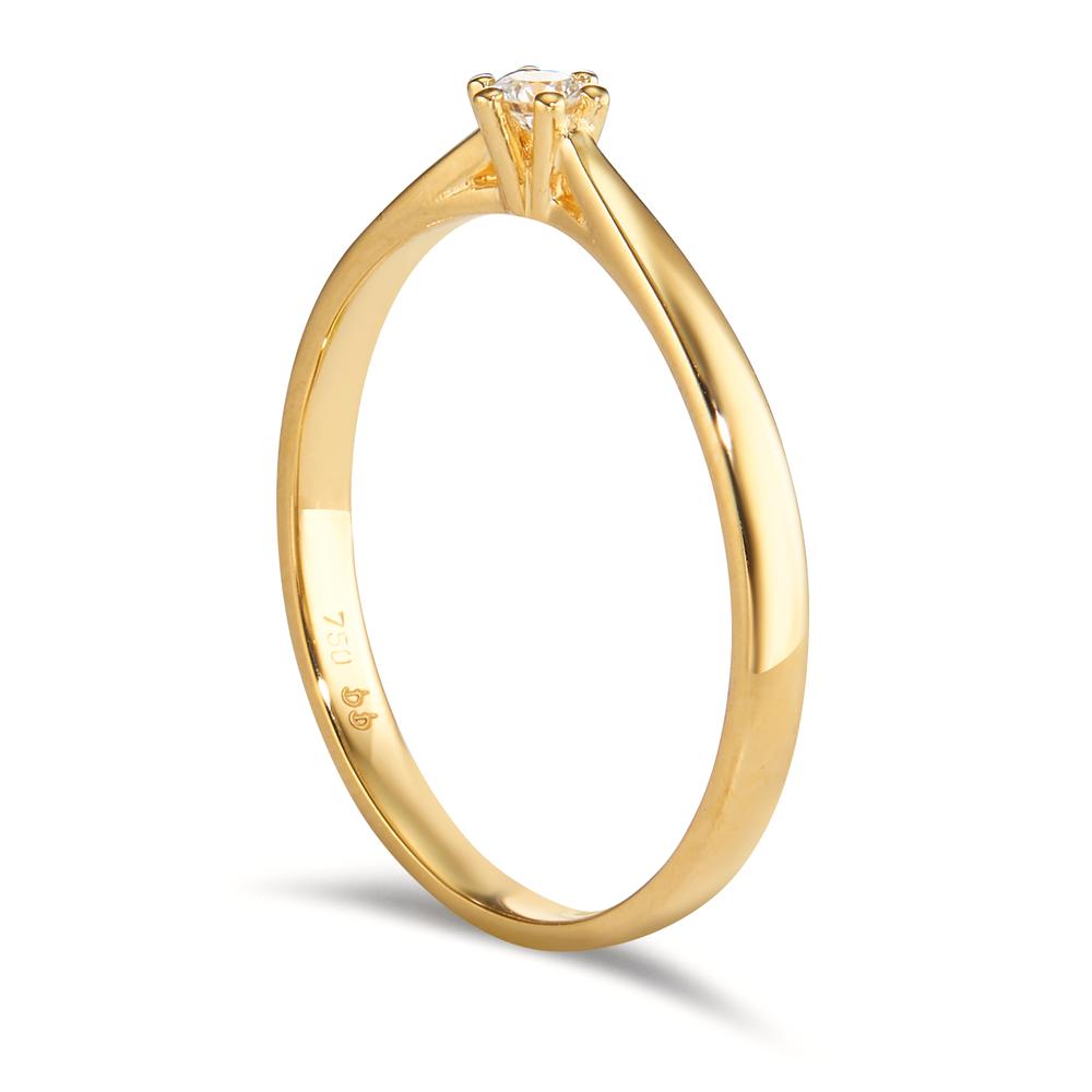 Bague solitaire Or jaune 18K Diamant 0.075 ct, w-si