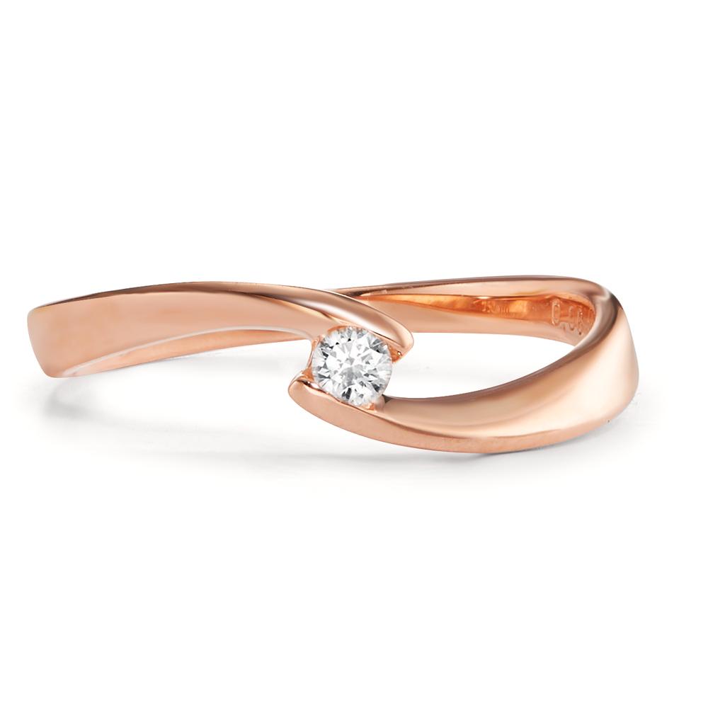 Bague solitaire Or rouge 18K Diamant 0.06 ct, w-si