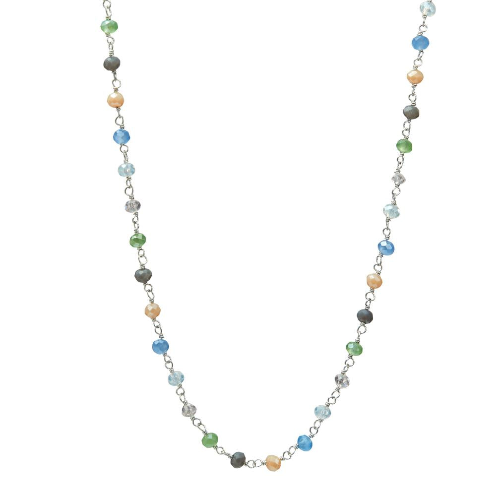 Collier Argent Cristal 53 Pierres Rhodié 40-45 cm