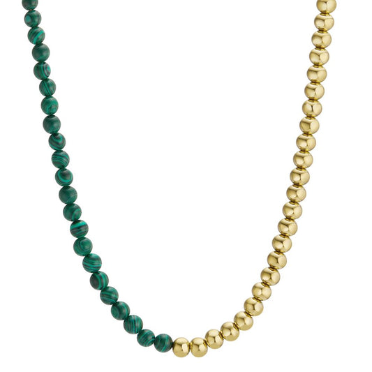 Collana Acciaio inossidabile Malachite verde giallo rivestimento IP 42-45 cm Ø4 mm