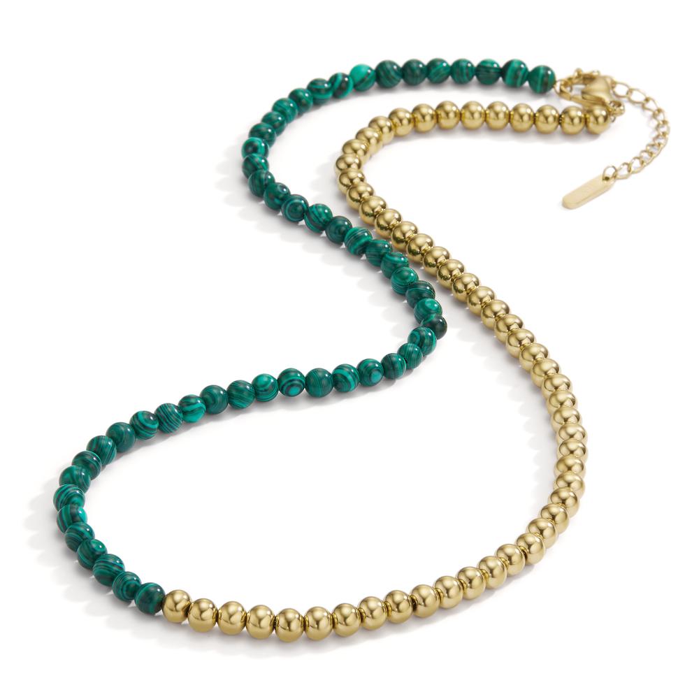 Collana Acciaio inossidabile Malachite verde giallo rivestimento IP 42-45 cm Ø4 mm