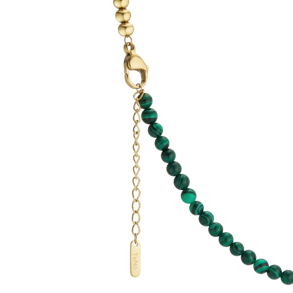 Collana Acciaio inossidabile Malachite verde giallo rivestimento IP 42-45 cm Ø4 mm