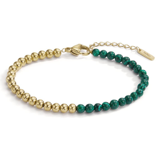 Bracciale Acciaio inossidabile Malachite verde giallo rivestimento IP 17.5-19.5 cm Ø4 mm