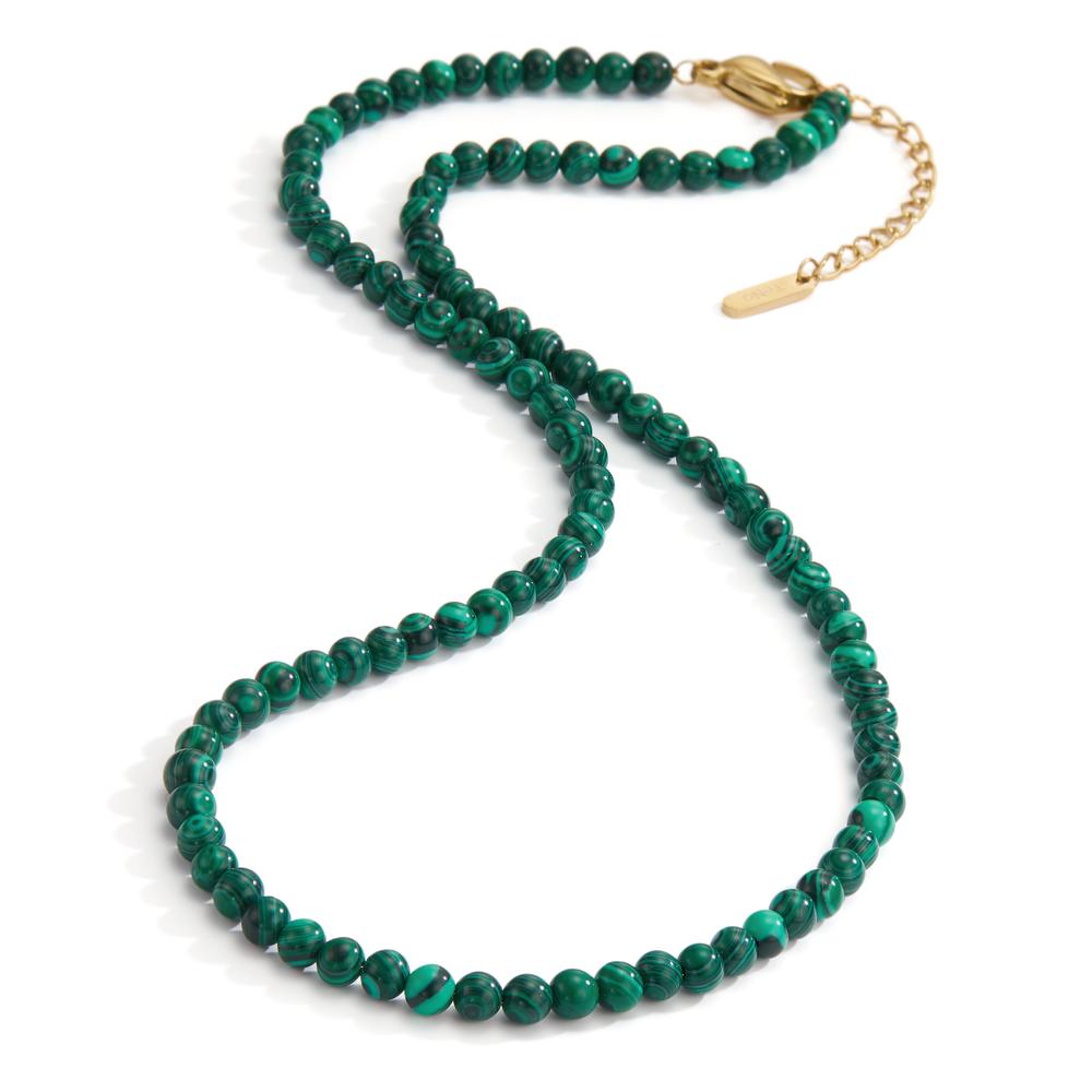 Collana Acciaio inossidabile Malachite verde giallo rivestimento IP 42-45 cm Ø4 mm