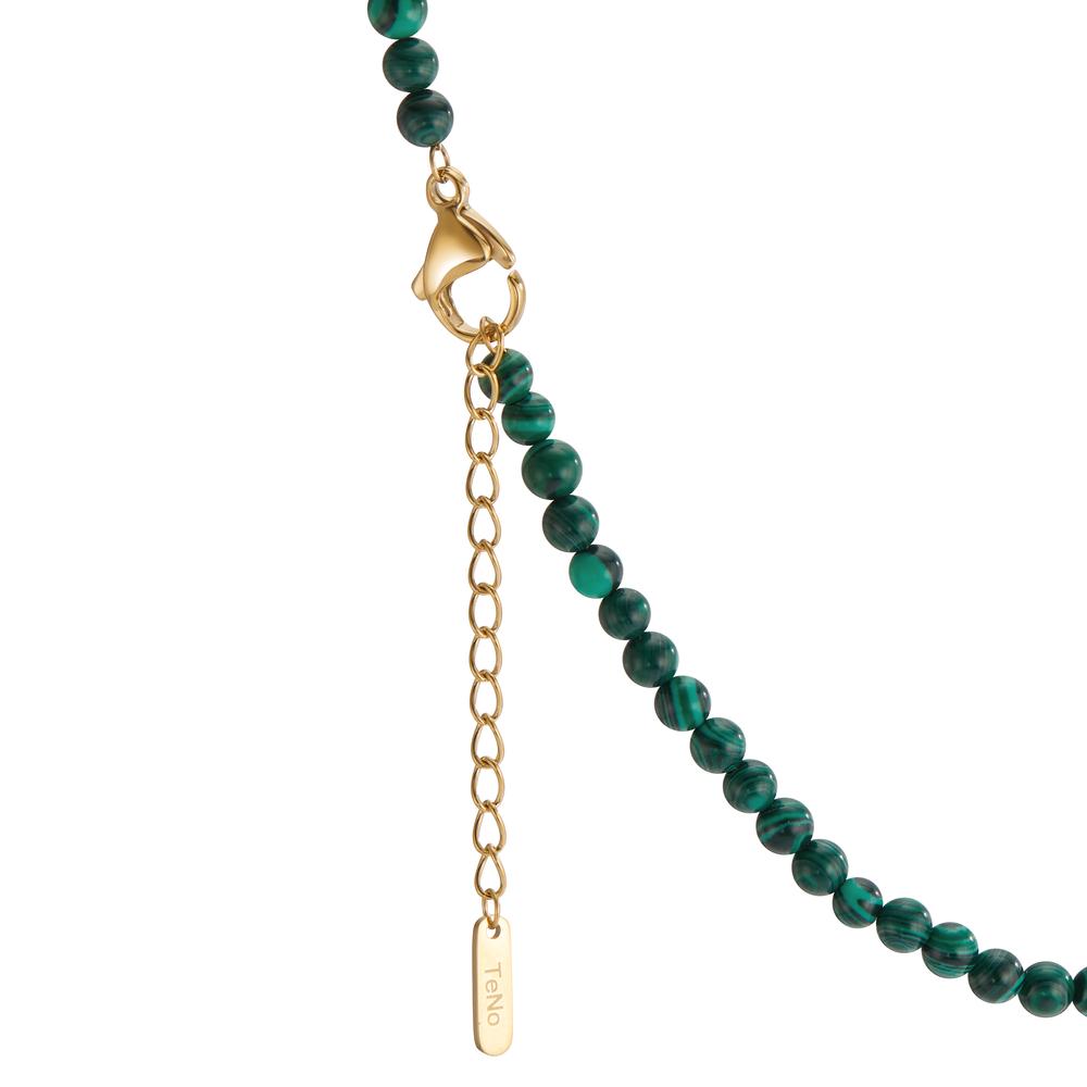 Collier Acier inoxydable Malachit vert jaune PVD 42-45 cm Ø4 mm