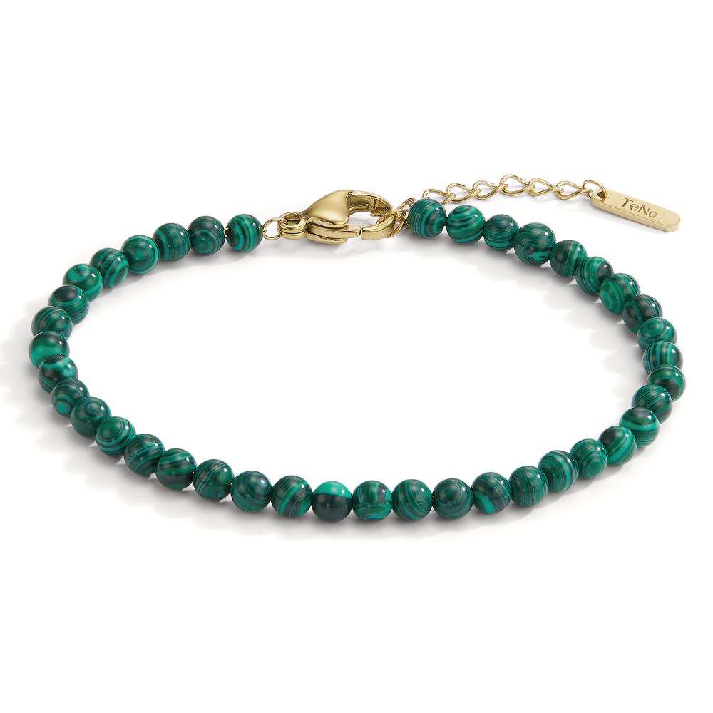 Bracciale Acciaio inossidabile Malachite verde giallo rivestimento IP 17.5-19.5 cm Ø4 mm