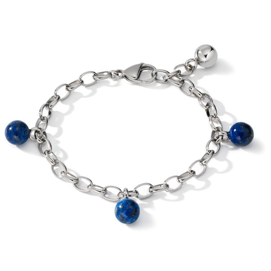 Armband Edelstahl Lapislazuli 3 Steine verstellbar Ø4 mm