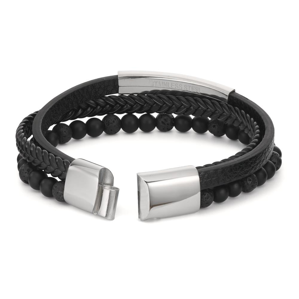 Bracciale con incisione Acciaio inossidabile, Imitazione di pelle Lava 20.5 cm