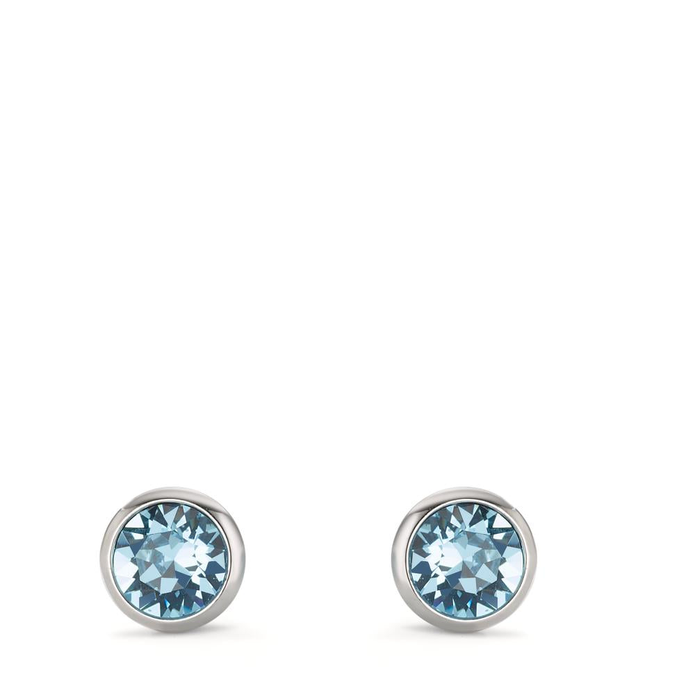 Clous d'oreilles Bronze Zircone aqua, 2 Pierres Ø8 mm