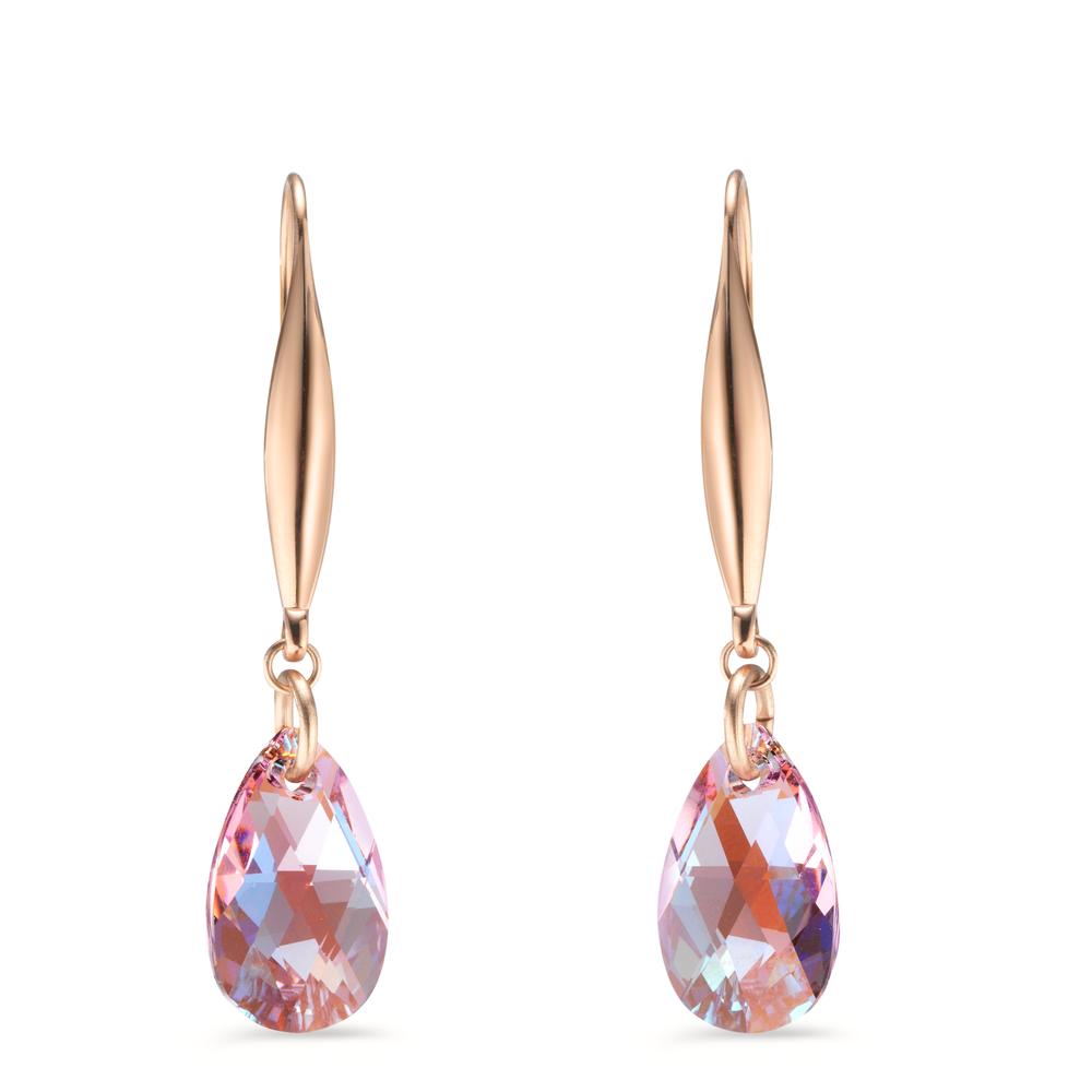 Pendant d'oreilles Acier inoxydable Zircone pourpre, 2 Pierres rosé PVD