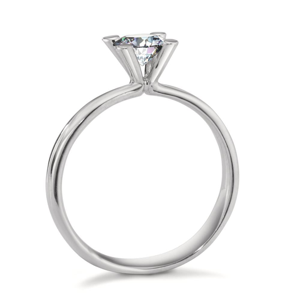 Bague solitaire Or blanc 18K Moissanite 5 mm