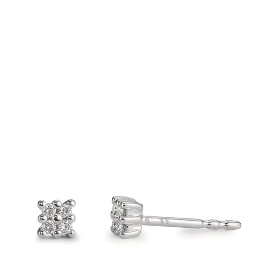 Clous d'oreilles Or blanc 18K Diamant 0.06 ct, 8 Pierres, w-pi1 Ø3.5 mm