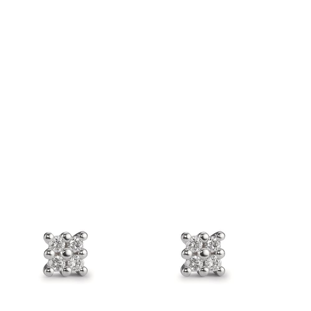 Clous d'oreilles Or blanc 18K Diamant 0.06 ct, 8 Pierres, w-pi1 Ø3.5 mm