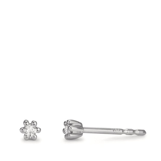 Clous d'oreilles Or blanc 18K Diamant 0.04 ct, 2 Pierres, w-pi1 Ø3 mm