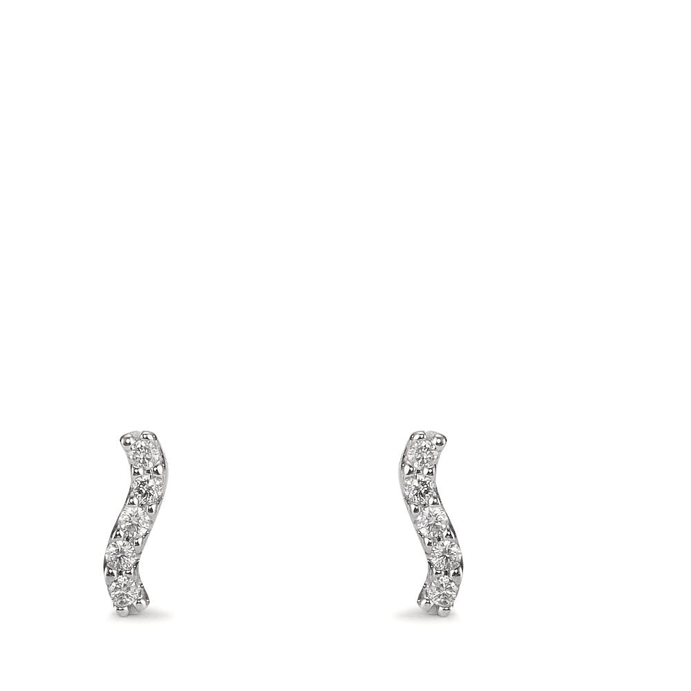 Clous d'oreilles Or blanc 18K Diamant 0.05 ct, 10 Pierres, w-pi1