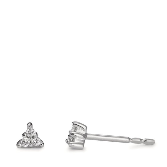 Clous d'oreilles Or blanc 18K Diamant 0.05 ct, 6 Pierres, w-pi1 Ø3.5 mm